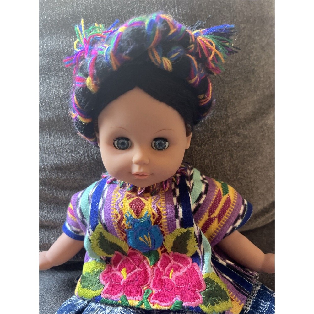 Unbranded Guatemalan Folk Art Doll Kids 12 Inch Multicolor Traditional Dress - Picture 2 of 8